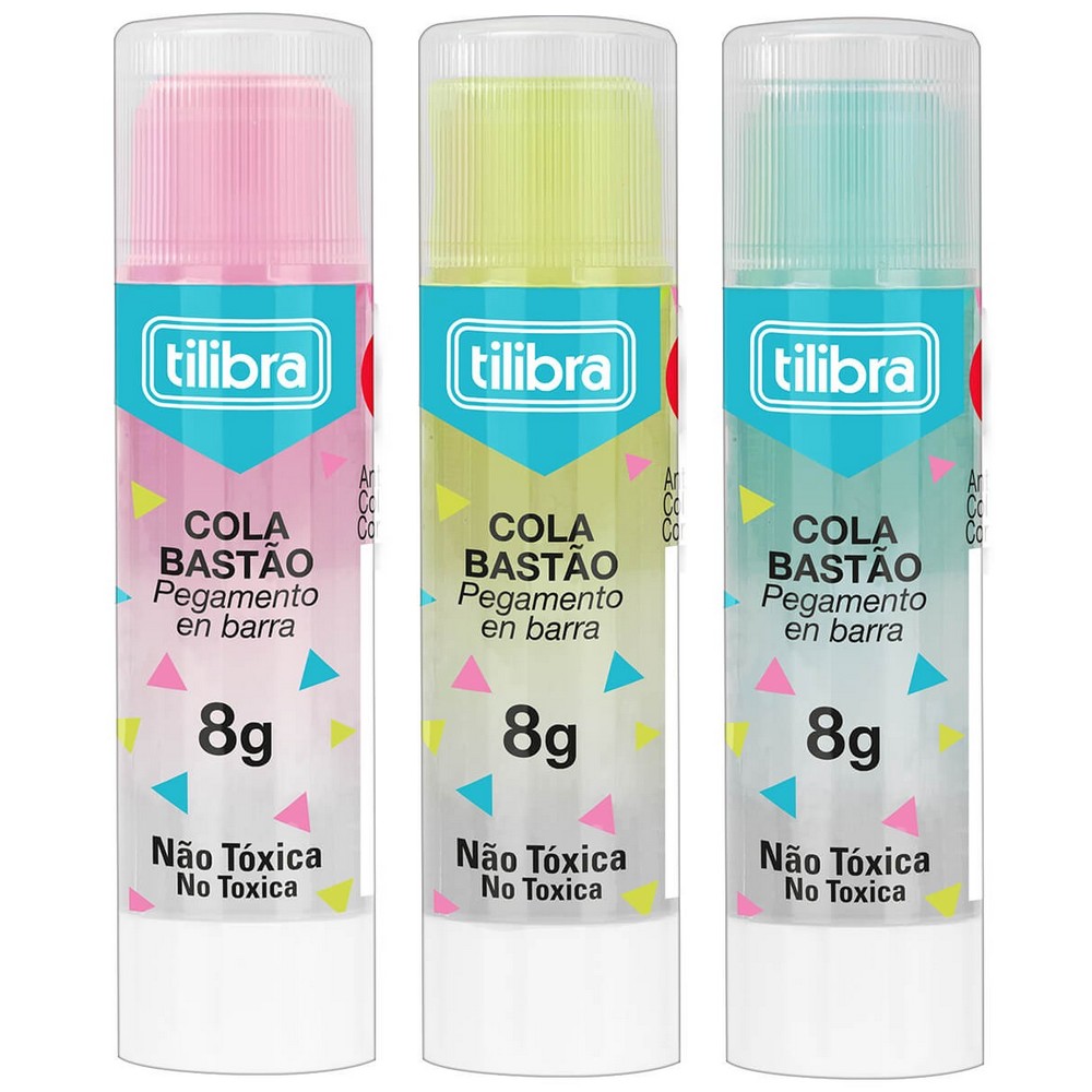 Cola em Bastão - Tilibra - Transparente Colorida 8g