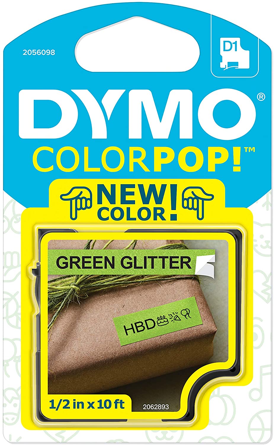 Fita Gliterizada para Rotulador LM/Color Pop - DYMO - 12mm x 3m Preto e Verde