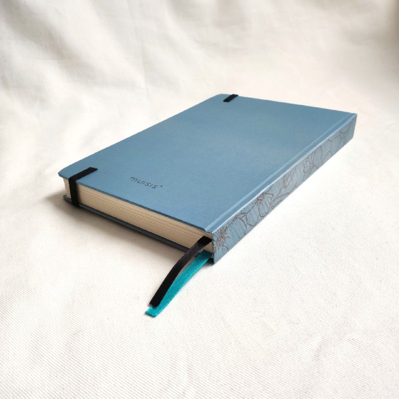caderneta lombada florida azul 90g/m²