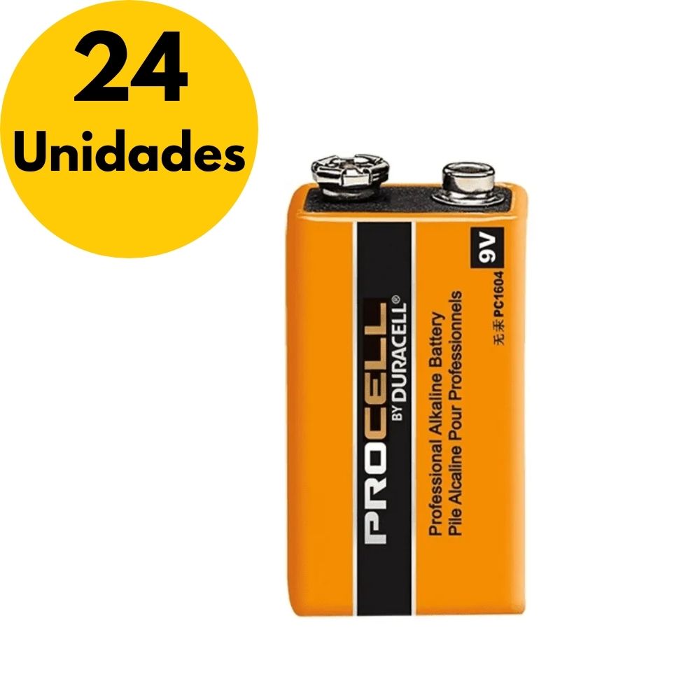 Bateria Alcalina 9V Duracell Procell - Kit com 24