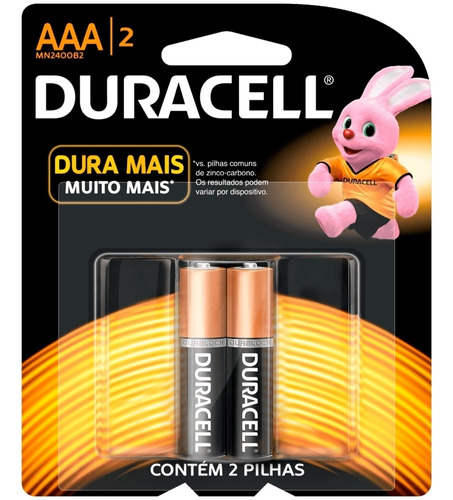 Pilha Alcalina AAA Duracell - 2 unidades
