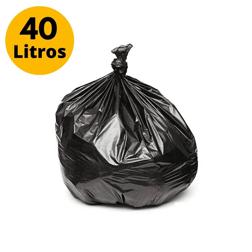 Saco de lixo 40L intermediário preto - 100 unidades