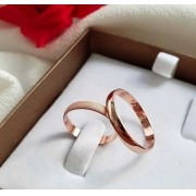 Alianças de casamento Ouro Rosé 18k Maitê lisa e diamantada 3mm (Par)