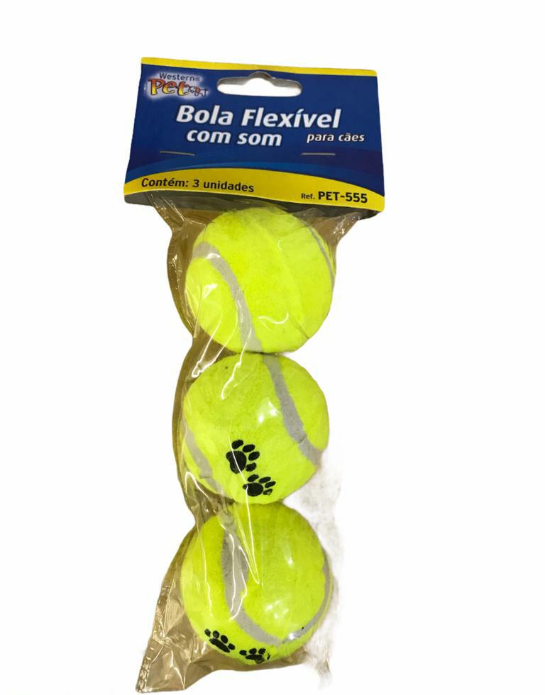 Brinquedo Pet Bola Flexível Com Som 4,5 Cm. 03 Unidades - Western