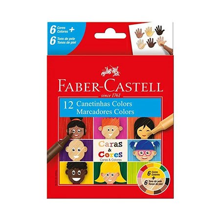 Canetinha Caras & Cores 12 cores - Faber Castell