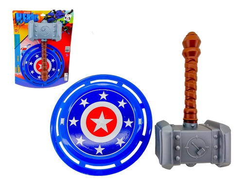 Martelo e Escudo Coleção Heróis - Brinquedos Pica Pau