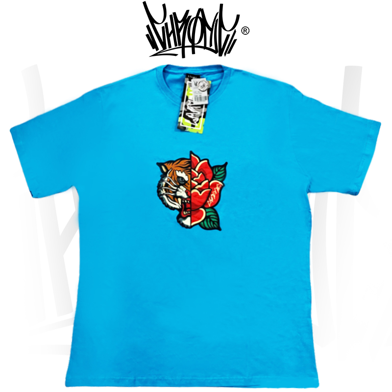 Camiseta Chronic Tigre e Rosa Cor Azul G