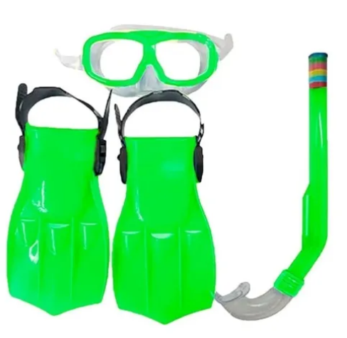 Kit Snorkel com máscara e pés de pato verde - Belfix