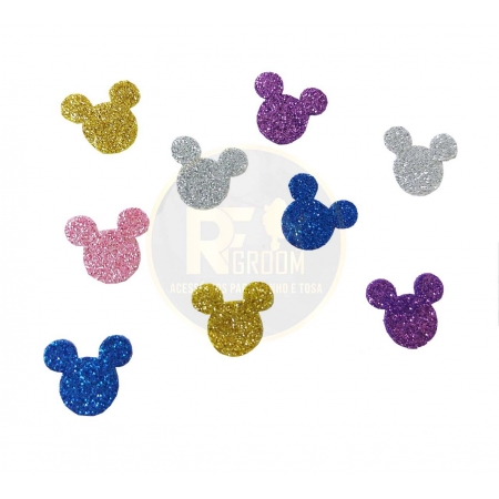 Adesivo Mickey Mouse com Glitter Colorido - 58 UNIDADES
