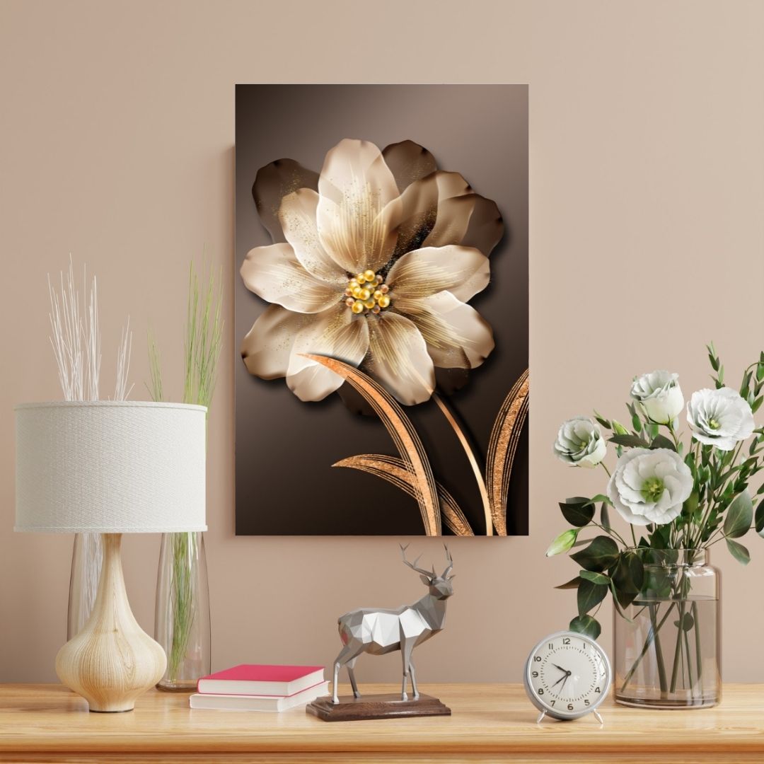 Quadro Decorativo - Flor Dourada - 100x65cm