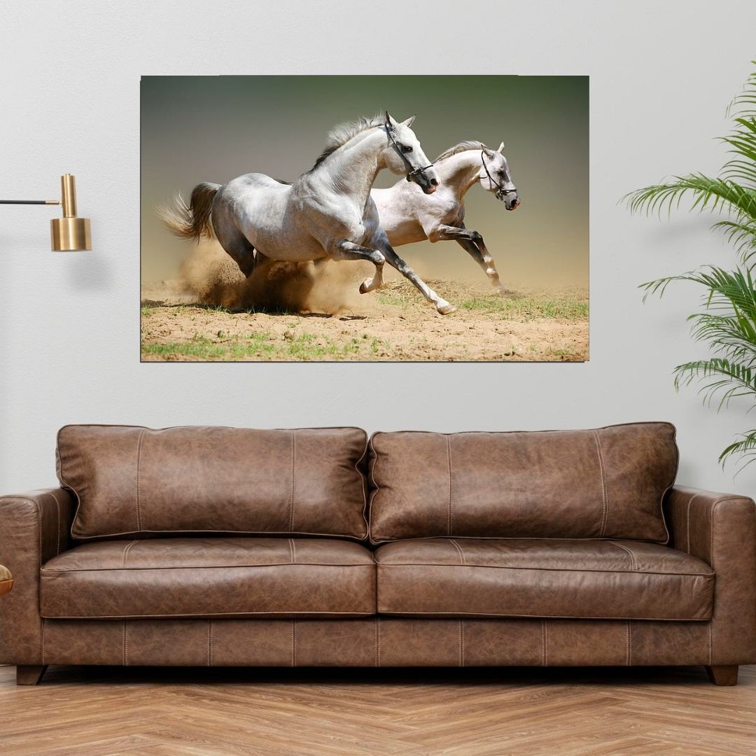 Quadro Para Sala - Cavalos Galopando - 110x70 cm
