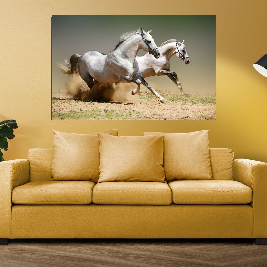 Quadro Para Sala - Cavalos Galopando - 110x70 cm