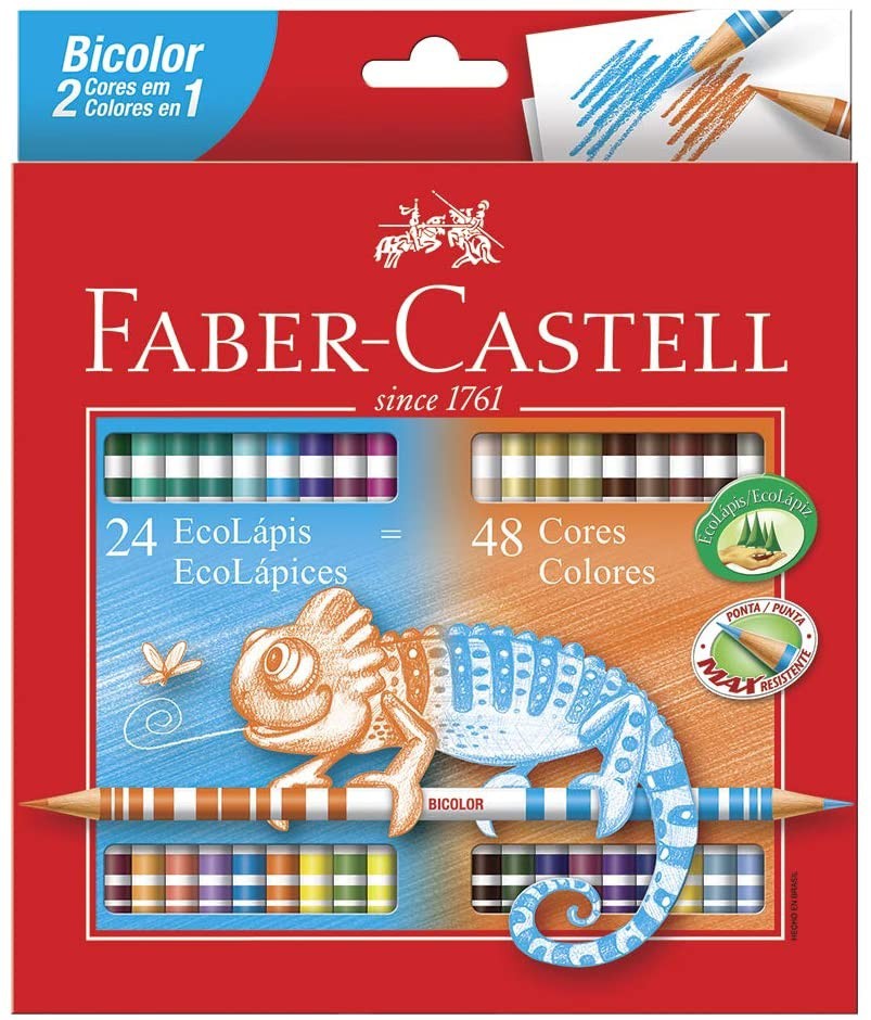 Eco Lápis Faber Castel Bicolor 24 Lápis - 48 Cores