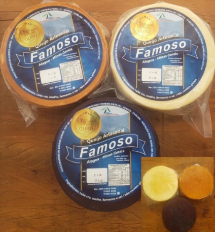 TRIO FAMOSO - 3 queijos artesanais ALAGOA - TRADICIONAL, DEFUMADO E AO VINHO - 1KG cada peça