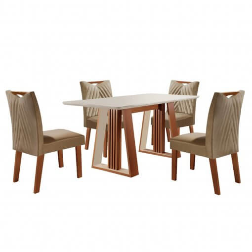 Mesa de Jantar Deli com 4 Cadeiras Sparta - Casita Móveis