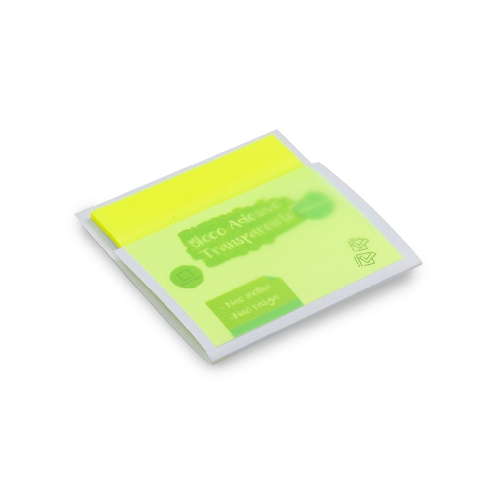 Bloco Adesivo Transparente Amarelo Neon 50 Folhas Maxprint