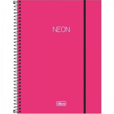 Caderno Espiral Capa Plástica Universitário 1 Matéria Neon Pink 80 Folhas Tilibra