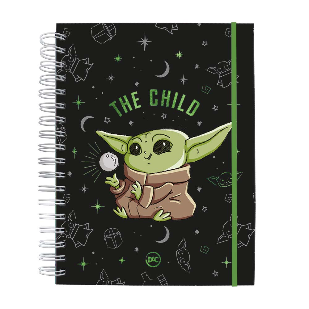 Caderno Smart Baby Yoda - Star Wars Mandalorian Colegial com Folhas Tira e Põe