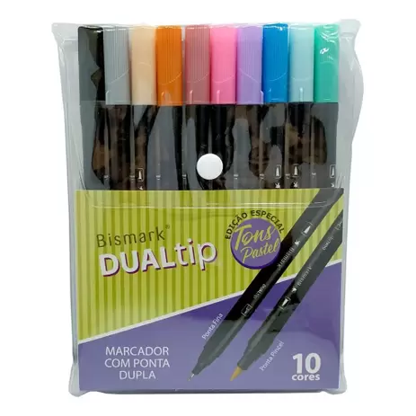 Caneta Brush Dualtip Bismark 10 Cores Pastel