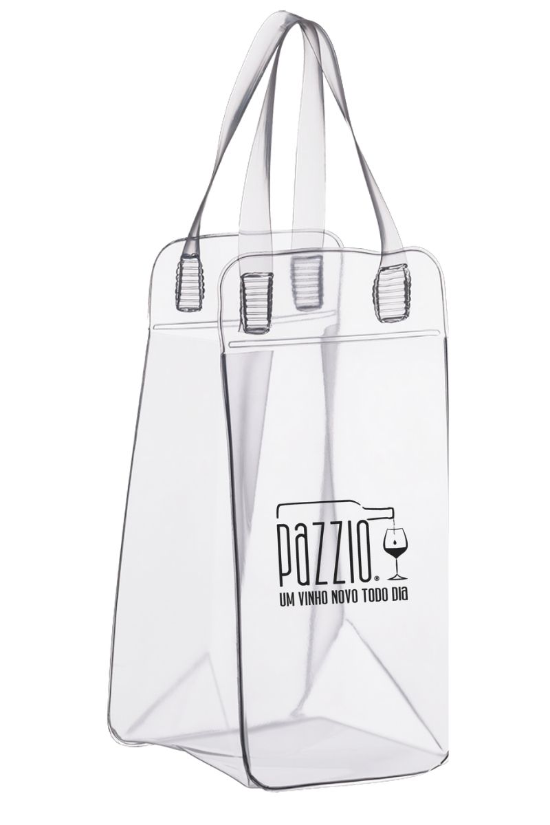 Bolsa Bag Transparente para 1 Garrafa de Vinho e Gelo