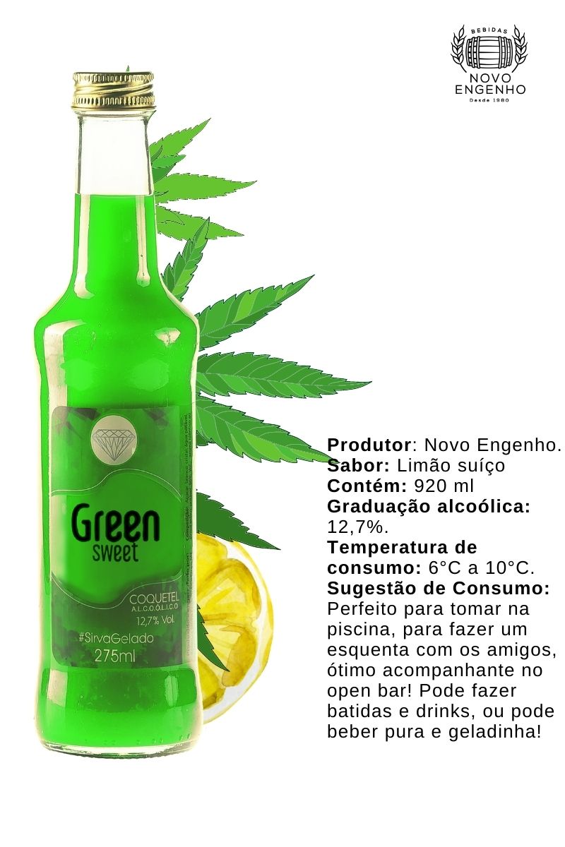 Coquetel Alcoólico Pinga Verde Drink Green Sweet 275ml