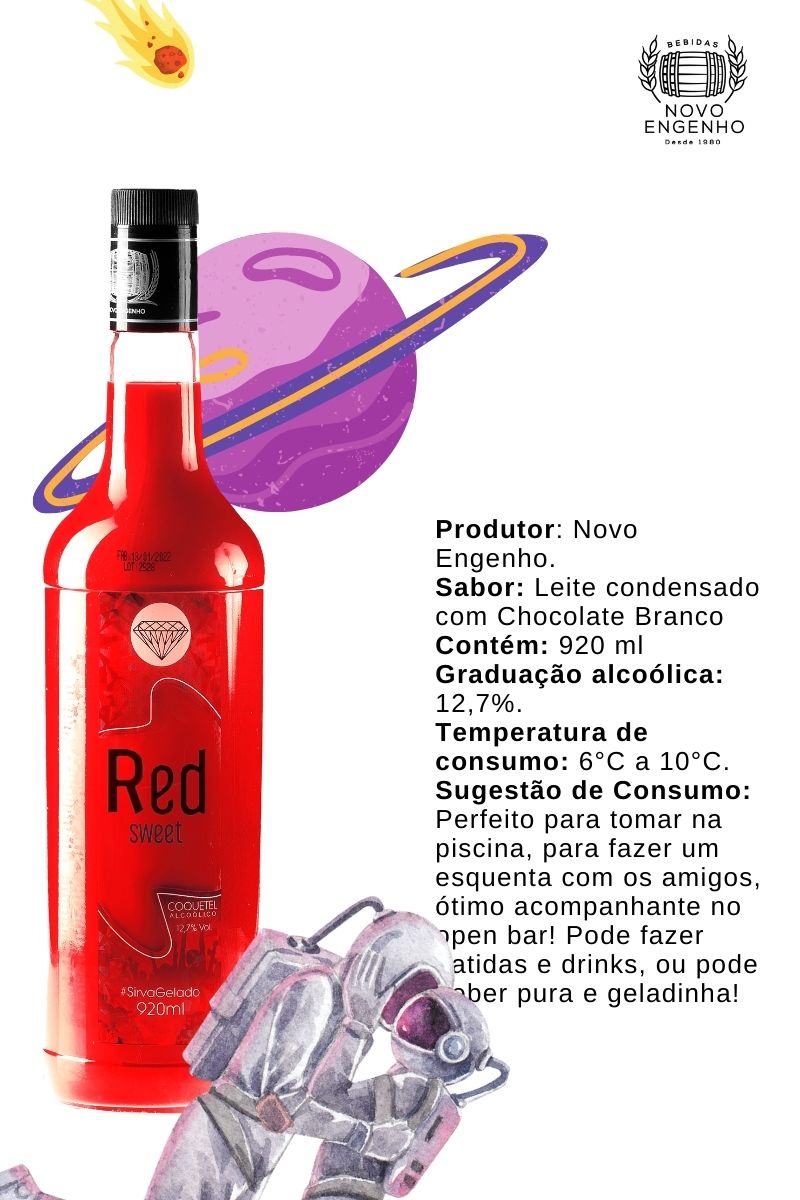 Coquetel Alcoólico Pinga Vermelha Drink Red Sweet 920ml
