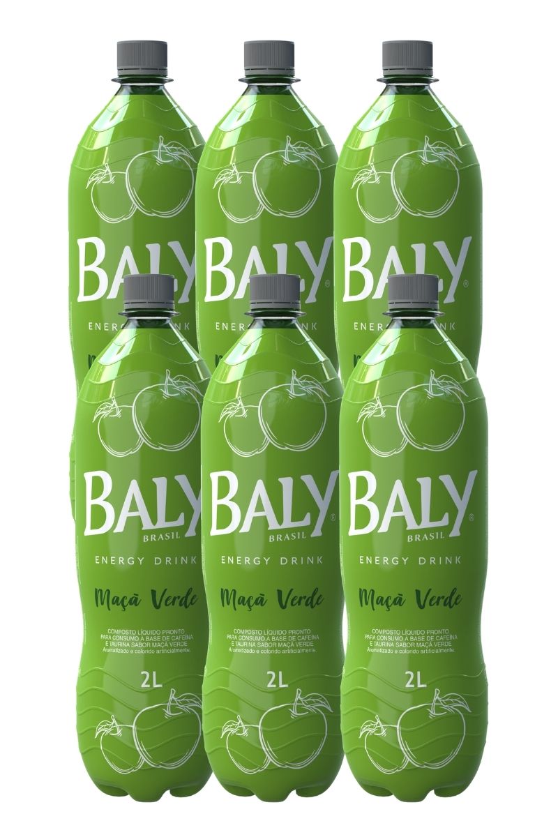 Energético Baly Energy Drink Maça Verde 2L Fardo 6 Unid