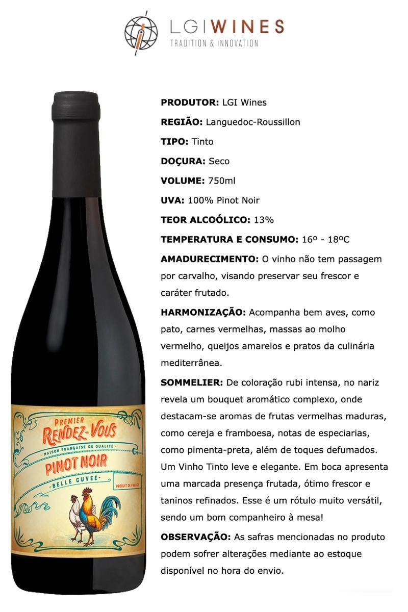 Vinho Tinto Francês Rendez Vous Tt Pinot Noir 2019