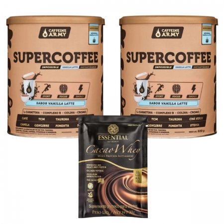 2 Supercoffee Vanilla Latte 440g Sem Glúten Caffeine Army + Brinde