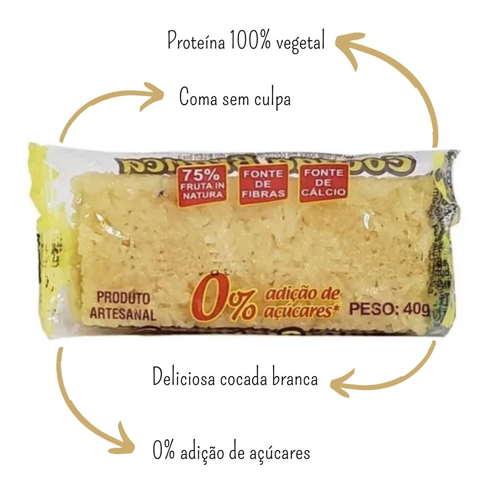 Cocada Premium 0% Adição de Açúcar 40G - SABORES DO COCO