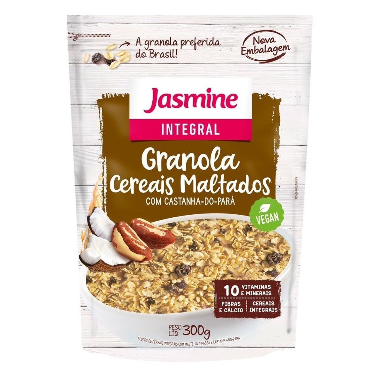 Granola Integral Cereais Maltados 300g - Jasmine
