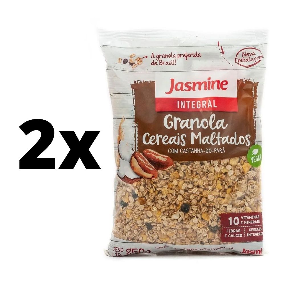 Kit 2 Granola Integral Cereais Maltados 850g Jasmine