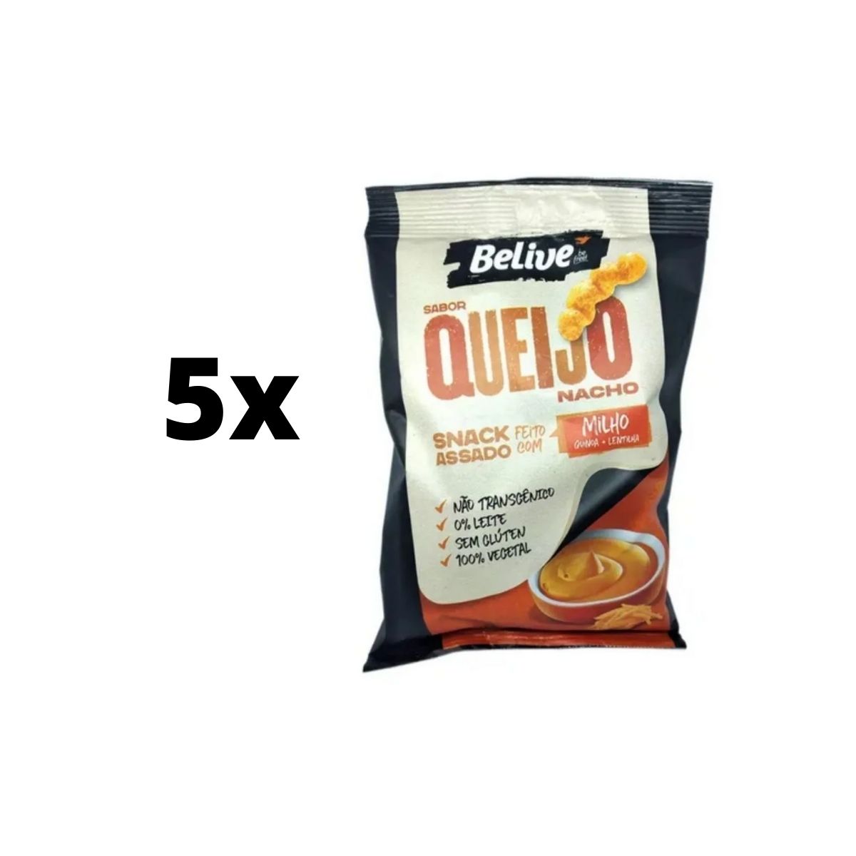 kit 5 Salgadinho Snack Chips Vegano Milho Queijo Nacho 35g Belive