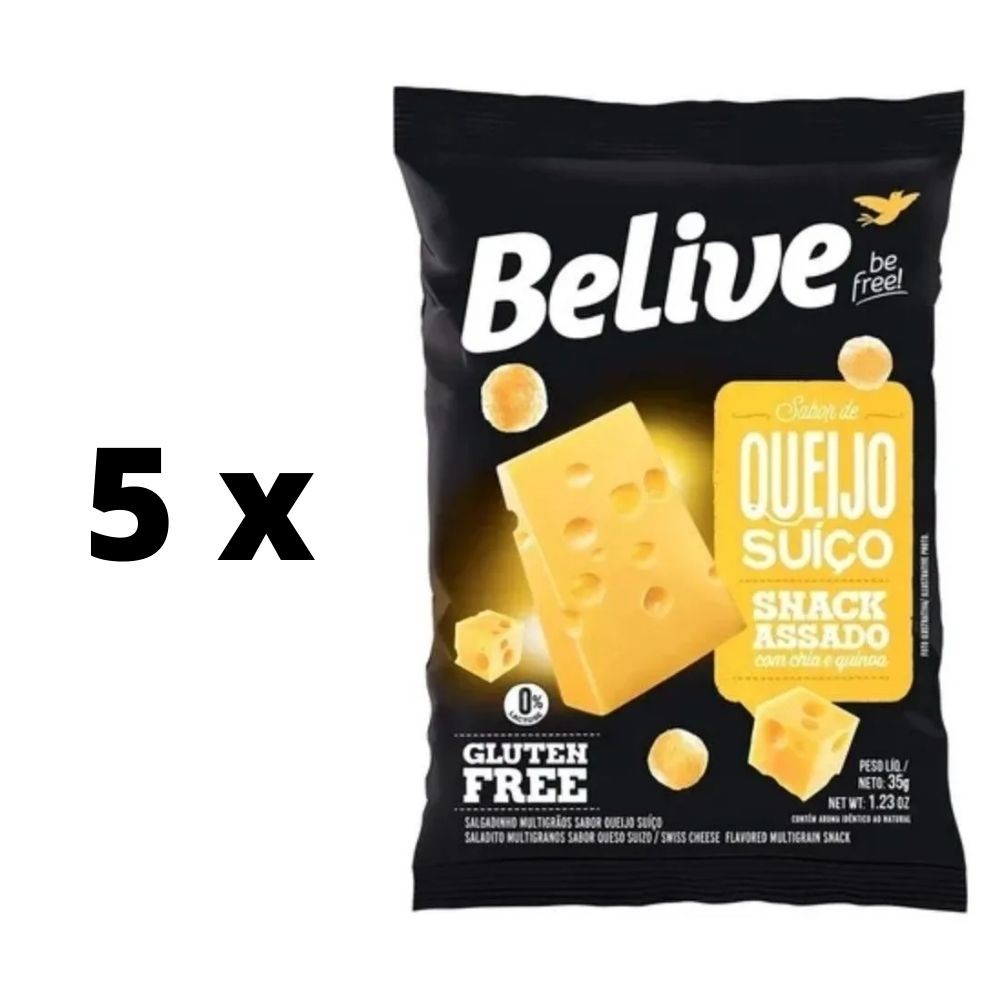 Kit 5 Salgadinhos Snack Chips Sem Glúten Queijo Suiço - Belive