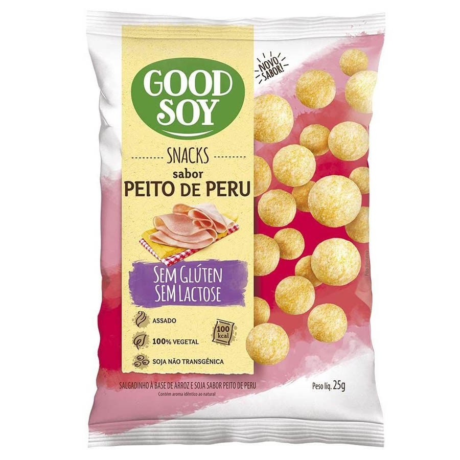 Kit com 10 unidades Salgadinhos Snacks Chips Light De Peito De Peru 25g Good Soy