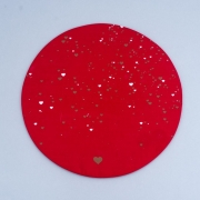 Capa sousplast vermelho com estampa de coração - Cód. OC320