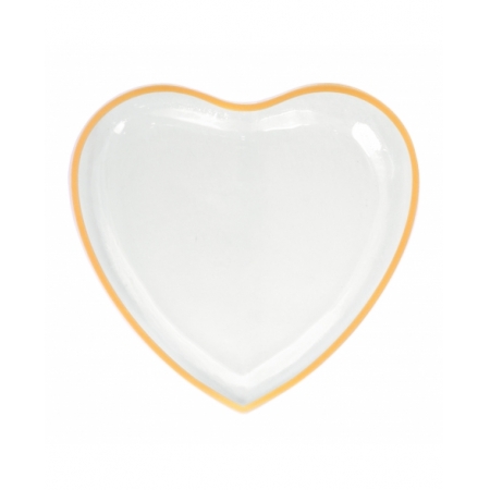 Prato formato coração de vidro c/ borda dourada 25,5cm Cód. 7908518279754