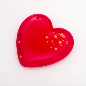 Prato formato coração de sobremesa cerâmica vermelha brilhante Leão Cód.OC414LE