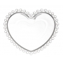 Saladeira de cristal em formato de coração e borda de bolinha 21cmx18cmx6cm. Cód. 28378
