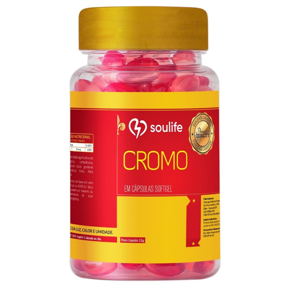 Cromo - 150 cápsulas - Prevenção da diabetes, aumento de energia e controle do colesterol - Soulife  - SOULIFE