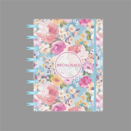 Caderno de Disco 10 Matérias Infinito Sistema Inteligente Coleção Special Place - Floral