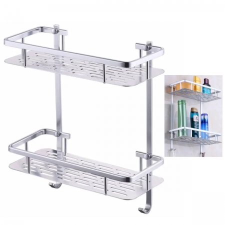 Suporte Aluminio Organizador Porta Shampoo Condicionador Sabonete Saboneteiro Prateleira Dupla Box Banheiro Chuveiro Resistente