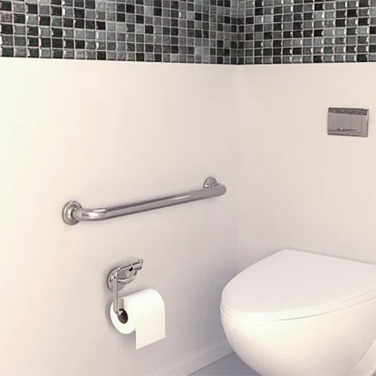Alça de Apoio Inox Barra 30cm Segurança Idoso Gestante Banheiro Box Parede Suporte Acessibilidade Resistente Corrimao Parede