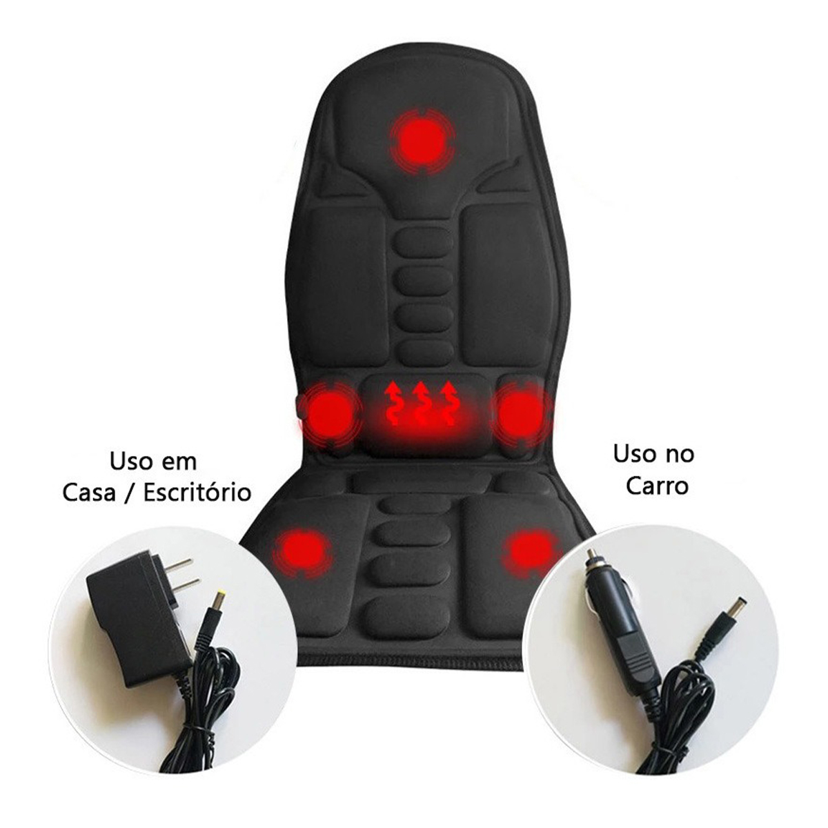 Assento Massageador Eletrico Aquecimento Relaxante Controle Carro Poltrona Cadeira Pescoço Costas Lombar Ombro Alivia Dor Tensao