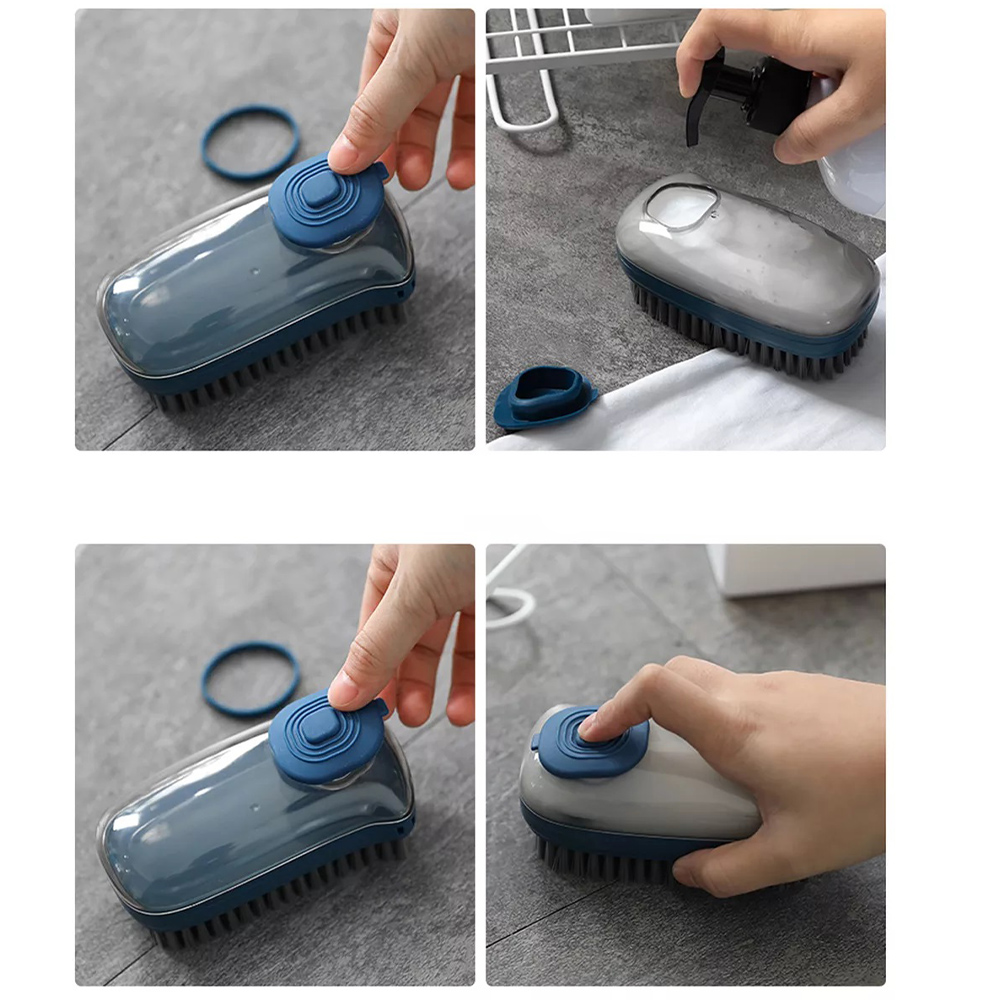 Escova Dispenser Limpeza Multiuso 3 em 1 Reutilizavel Limpa Roupa Louça Casa Sapatos Sabao Liquido Economica