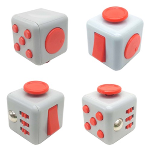 Fidget Cubo Para Ansiedade Cube Spinner Anti Estresse Dedo Apertar Relaxamento Cinza E Vermelho ( BSL-GIRA-3 )