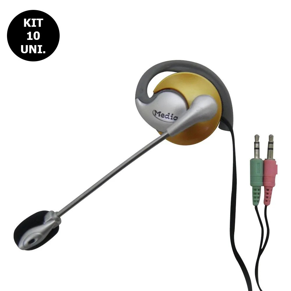Kit 10 Uni. Fone de ouvido com microfone P2 Home Office Computador Notebook Jogos Wathsapp Headset