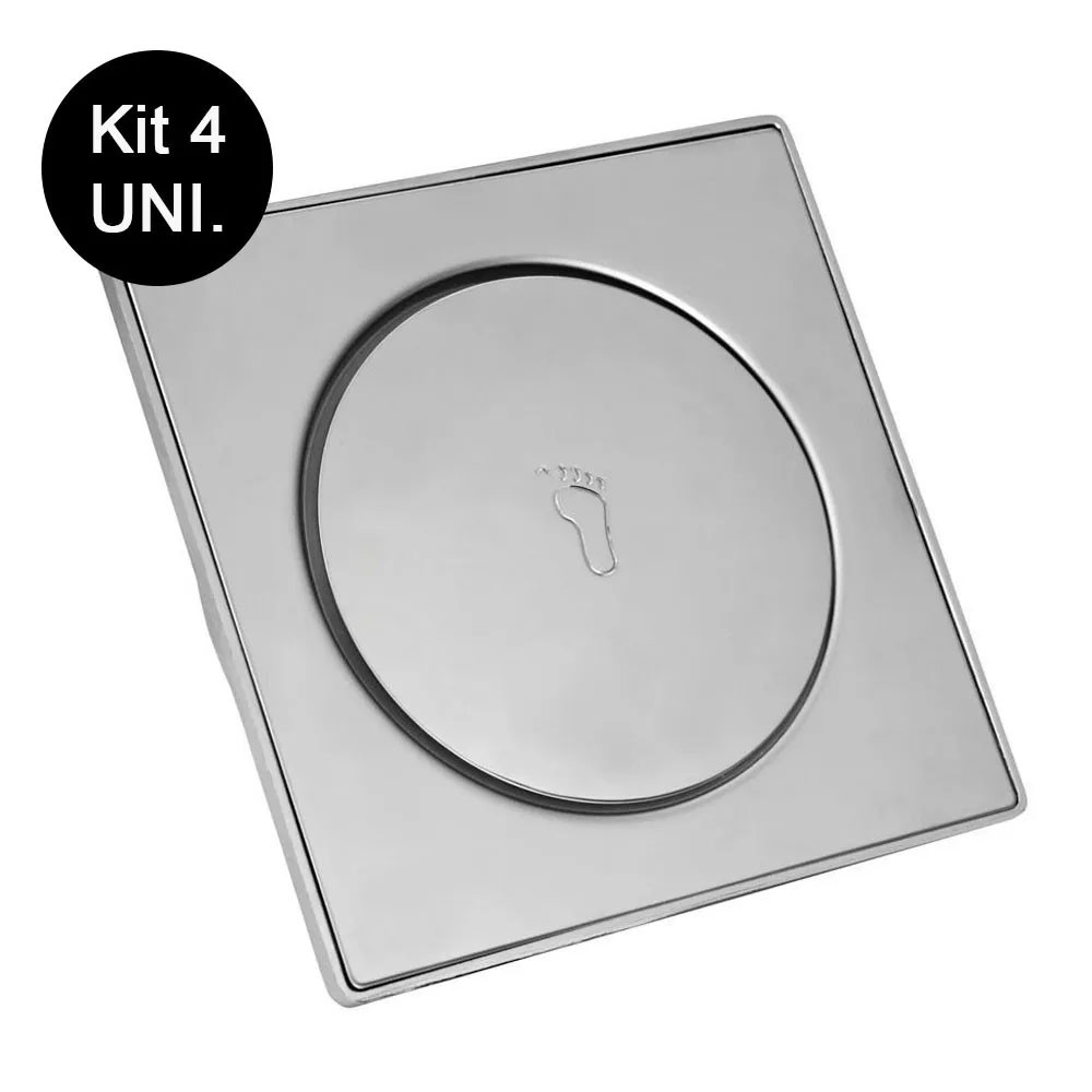 Kit 4 Ralos Click Inteligente Aço Inox Banheiros Lavabos Casa 10x10 Pop Up