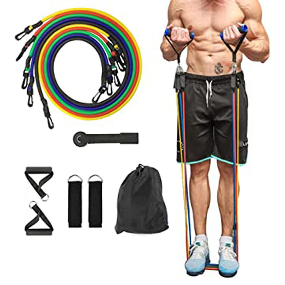 Kit 5 Elasticos Extensores Tubing Fitness Exercicios Em Casa Funcional Esportes