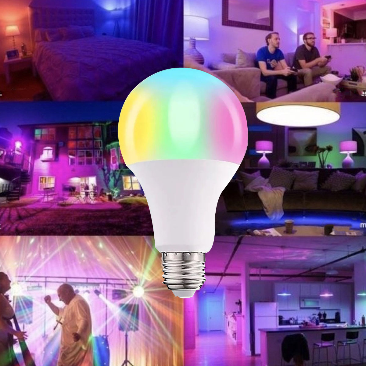 Lampada Led RGB 16 Cores Controle Efeitos Iluminaçao Ajustavel Bulbo E27 Fade Decoraçao Sala Quarto Multicores